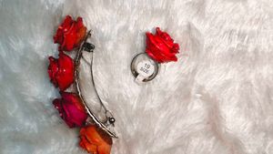 Floral Rose Hair Clip And Ring