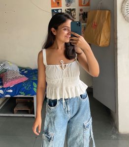 White Peplum Top