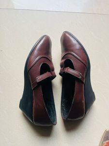 Burgundy Wedge Heel Shoes