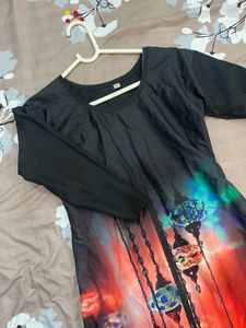 Printed Black Kurta