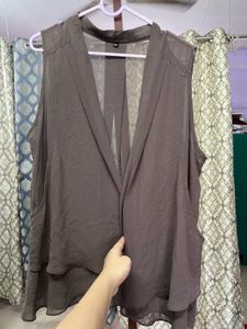 Brown Sheer Sleeveless Shrug