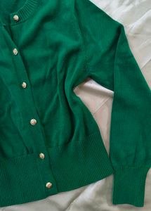 Green Button-Down Cardigan
