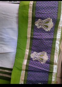 Libas White Cotton Dress Material