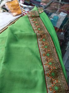 Green Embroidered Saree