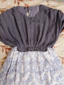 Elegant Grey Floral Dress