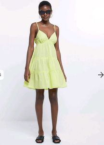 Lime frill tiered beach cami mini dress