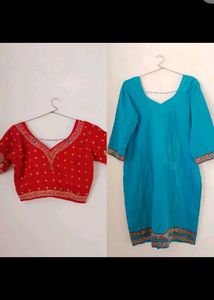 Combo 2 Sarres+ Blouse+ Kurti.