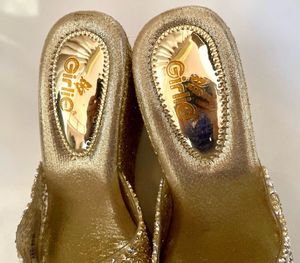 Golden Bridal Wedges