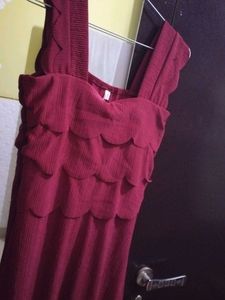 Burgundy Tiered Midi Dress