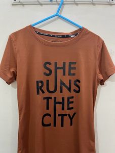 Brown Active Wear Tshirt