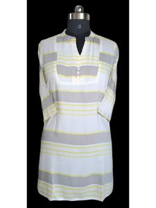 Brand New Short Kurti- White With Stripes