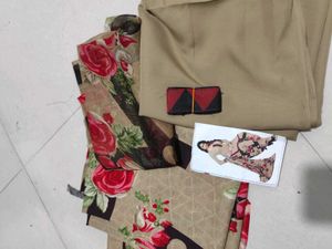 Floral Printed Crepe Suit Dress Material