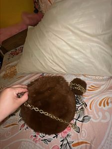 Fuzzy Brown Crossbody Bag