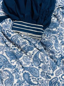 Blue Dress With Anarkali And Afgan Shalwar