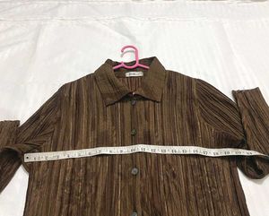 Vintage Pleated Brown Blouse 34/36/38