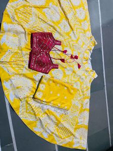 Navratri Style Yellow Lehenga Choli Set