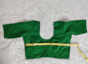 GREEN SILK COTTON BLEND BLOUSE
