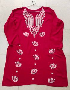 Dark Pink ( Rani)Embroidered Kurta looks Pretty