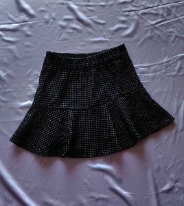 Black Dotted Mini Skirt
