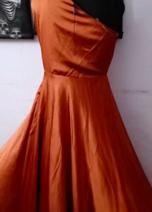 One Shoulder Satin Cocktail Dress .