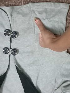 Grey &amp; Black Button-Up Cardigan