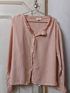 Polka Dot Shirt With Sleevless Top Combo