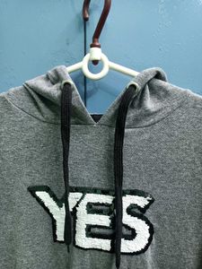 Gray YES Graphic T-Shirt Dress