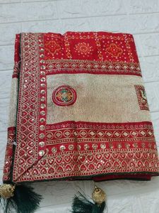 Elegant Red Bandhani Saree