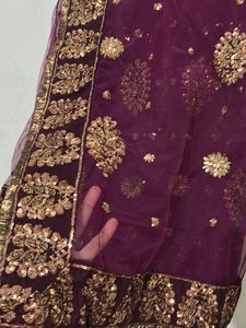 Embroidered saree with blouse and peti coat