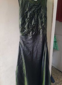 Green Silk Party Gown For Women