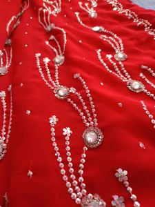 Red Embellished Saree