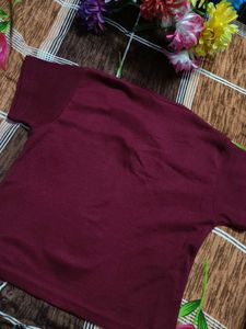 Burgundy V-Neck crop top