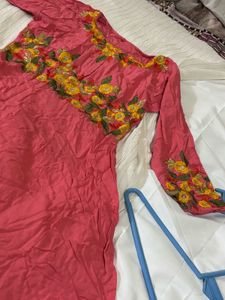Embroidered Coral Maxi Dress