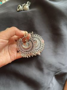 Silver Jhumka Earring Set