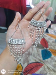 Silver Beaded Dangle Earrings