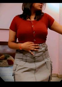 Denim Cargo Skirt Size 34 Or 46