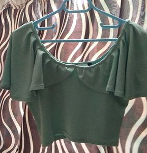 Green Flutter Sleeve Top