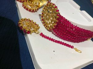 Indian Jewelry Set - Necklace, Earrings &amp; Tikka