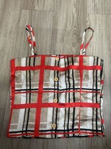 Stylish Plaid Button-Front Top