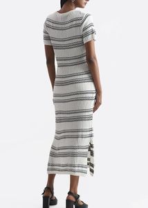 Wardrobe Westside Striped Bodycon Off-White Dress