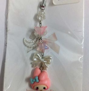 🎀🌙⭐ Cute Pink Bunny Floral Phone Charm with Bow✨