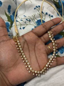 Elegant Gold-Plated Necklace And Earring Set