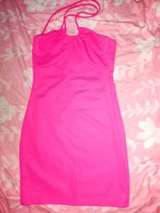 Hot Pink Halter Neck Bodycon Dress