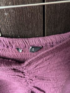Purple Ruched  Crop Top - Size S To M