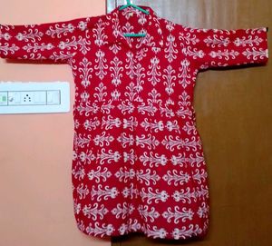 Red Printed Peplum Top