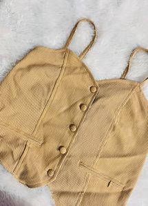 Cute Tan Corduroy Tank Top
