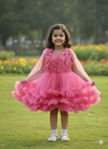 Pretty Pink Girls Party Dress