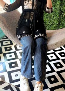 Embroidered Black Kurta