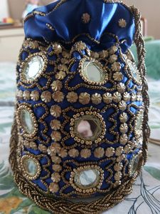 Royal blue colour potli bag..