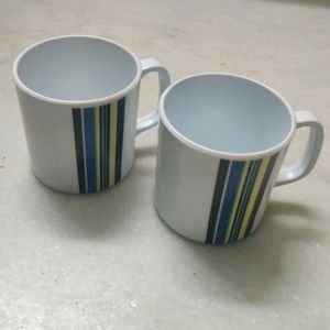 White Striped Mugs